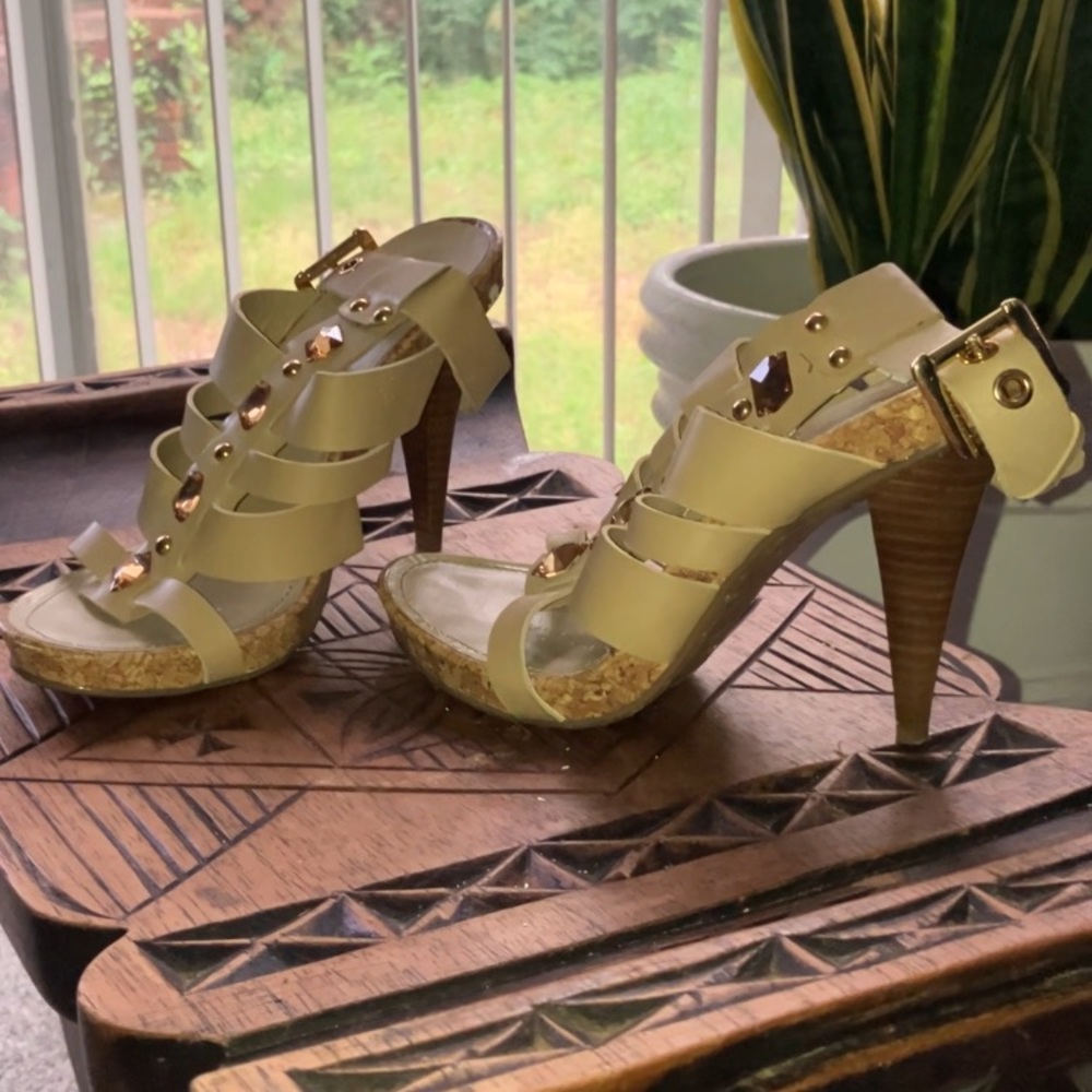 Elegant Beige Strappy Heels